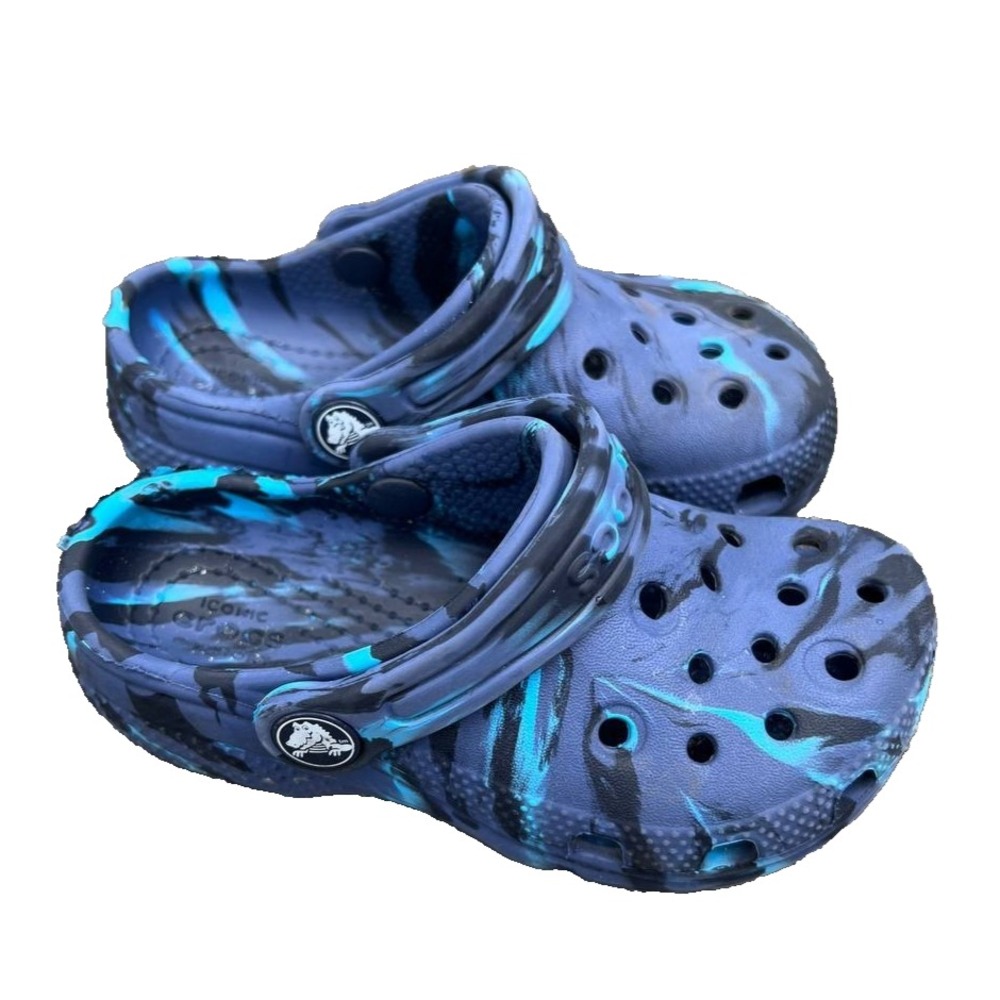 Crocs Classic Marbled Clog T Navy Multi Blue Black Toddler Size 9 S000209